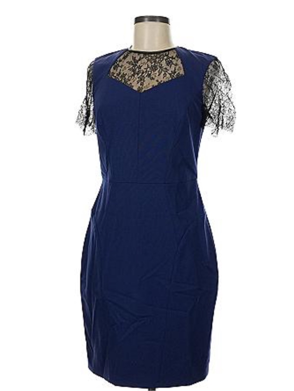 Jason Wu Navy Sheath Mini Dress with Sheer black Lace and Yoke-NWOT